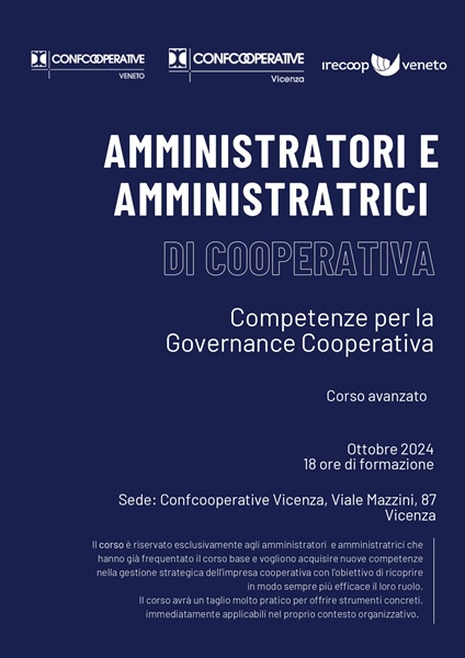 NUOVO PERCORSO FORMATIVO PER AMMINISTRATORI DI COOPERATIVA