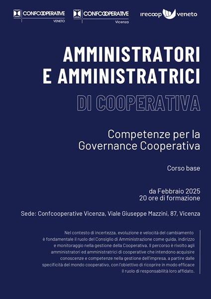 In partenza il corso base "Amministratori e Amministratrici di Cooperativa"