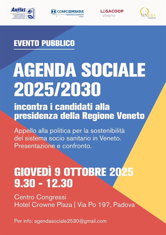 AGENDA SOCIALE 2025/2030: Confcooperative e Terzo Settore incontrano i candidati alla Presidenza della Regione Veneto