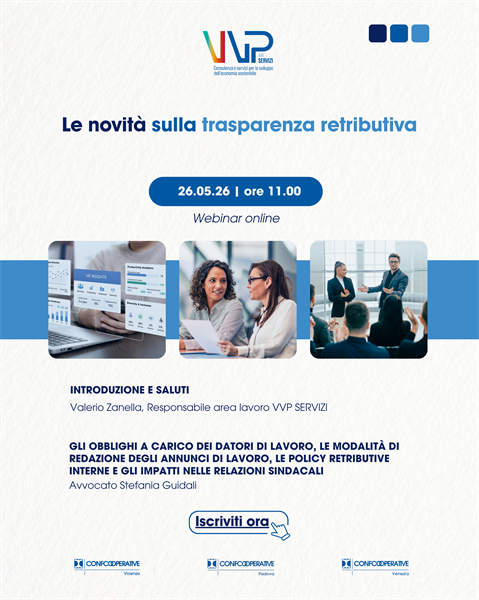 Le novità sulla trasparenza retributiva: webinar operativo promosso da VVP SERVIZI